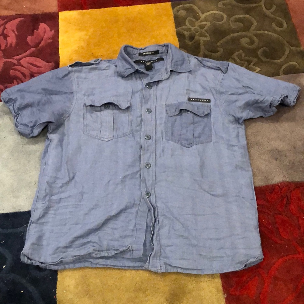 Sean, John, short sleeve button up shirt standard fit